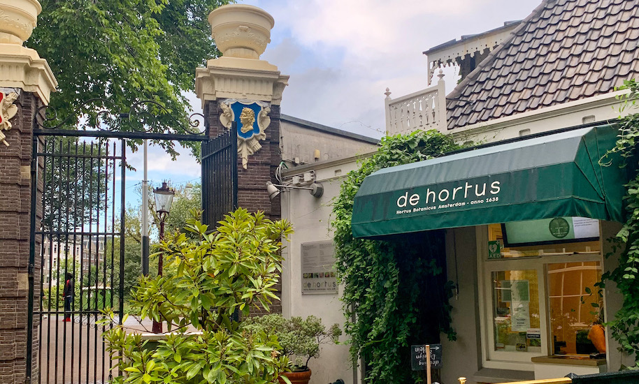 Hortus Botanicus entrance with green plants